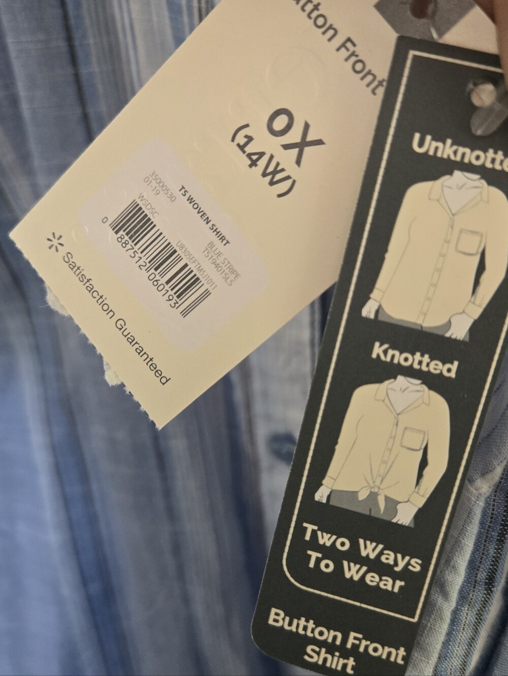 NWT Terra & Sky 0X 14W Blue Striped 100% Cotton Button Front Shirt Plus Size - Picture 5 of 5